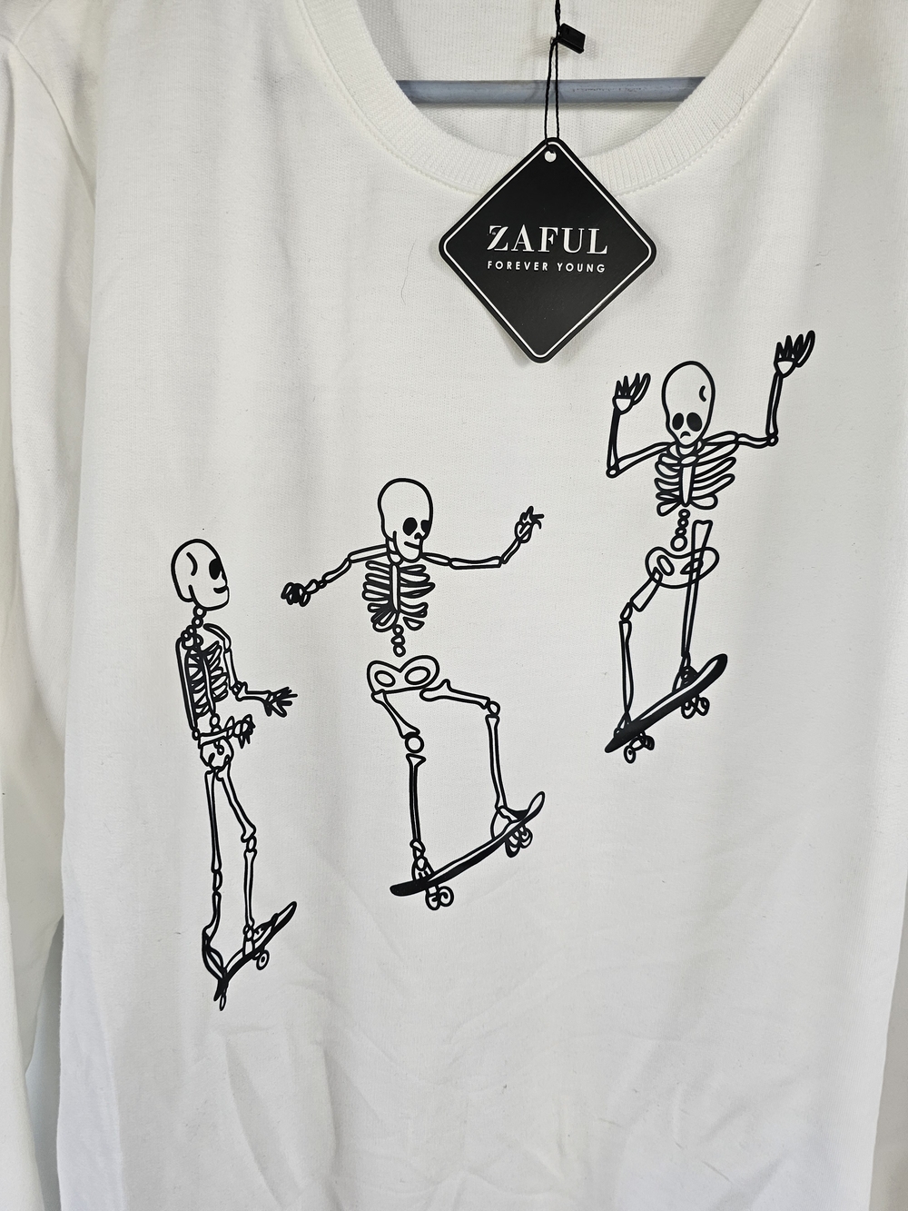 Zaful Kids White Skeleton Skateboard Graphic Tee
